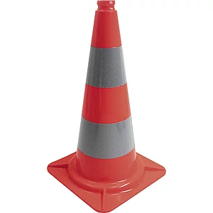 Leitkegel aus PVC 50 cm rot/weiß tagesleuchtend