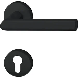 Drückergarnitur GEHRUNG - auf Rosette PZ 1907, rund, Edelstahl schwarz