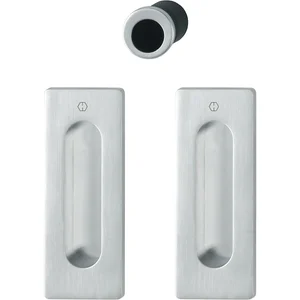 HOPPE Schiebetürmuschel Set M464 - BL,eckige Rosette,Messing verchromt satiniert