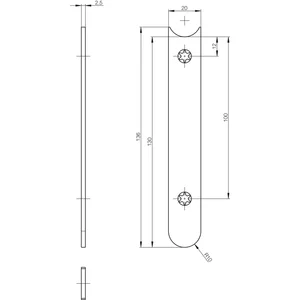 GU Anschlussstulp/Stulpverlängerung unten für Secury MFV, 130 x 20mm,Edelstahl