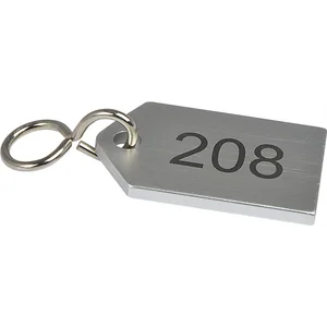 Hotelschlüsselanhänger flach, mit Gravur 1-9999, Aluminium silber eloxiert