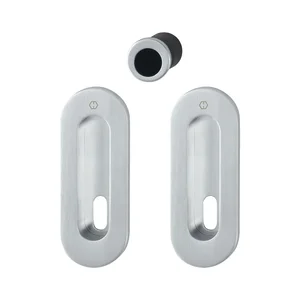 HOPPE Schiebetürmuschel Set M472 - BB, ovale Rosette, Messing verchromt matt