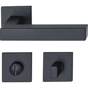 MARCHESI Drückergarnitur SQUARE auf Flachrosette WC, Edelstahl schwarz matt