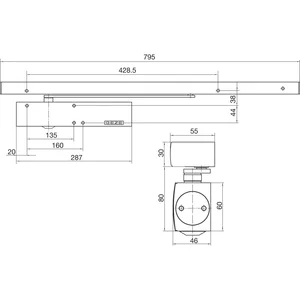 GEZE Türschließer TS 5000 L-R, EN 2-6, 1-flg. Gleitschiene, silber