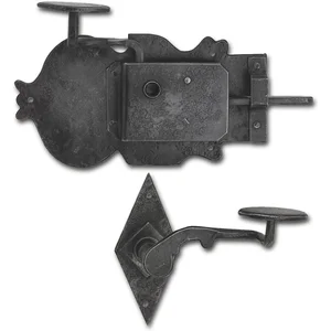 Rustikales Schlossset Grein, rechts, DM 100, Eisen verzinkt geschwärzt