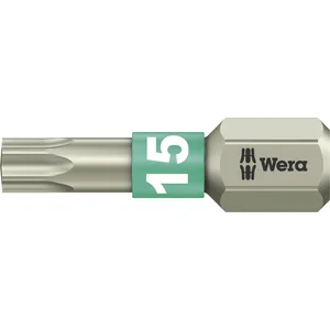 WERA Bit-Einsatz Edelstahl 3867/1TS 1/4"sechskant TX15/25 mm Torx®