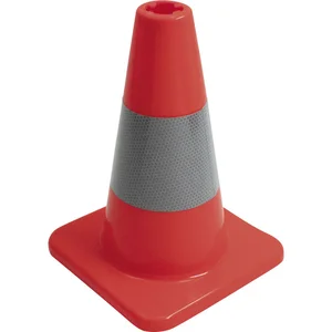 Leitkegel aus PVC 35 cm rot/weiß tagesleuchtend