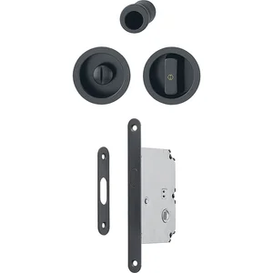 HOPPE Schiebetürmuschel Set 4920 - WC mit Schloss, rund, schwarz matt