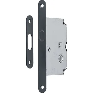 HOPPE Schiebetürschloss mit Bogenriegel, WC, DM 50, rund, Messing schwarz matt