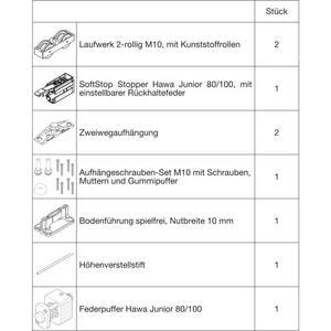 HAWA Junior 100/Z-Pocket Beschlagset Holz SoftStop Federpuffer (30239)