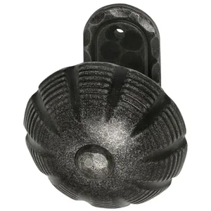 HALCÖ Türknopf fest vernietet in Zierrosette oval, verzinkt schwarz passiviert