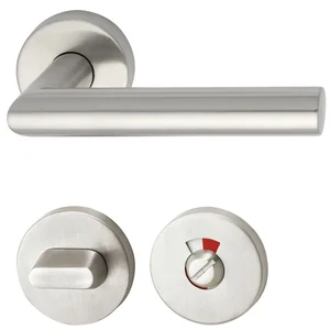 FH-Drückergarnitur GEHRUNG - auf Rosette WC, 38 - 45, Edelstahl matt