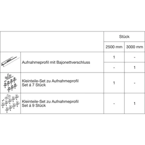 HAWA Junior 120 Pocket Montageset Wandtasche L=3000 mm Alu farblos eloxiert