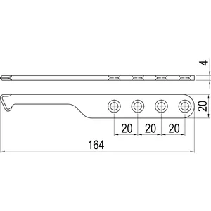 IMH-ABS Mitnehmerhaken SF, 164 x 20 x 4 mm, universal, DIN, schwarz verzinkt