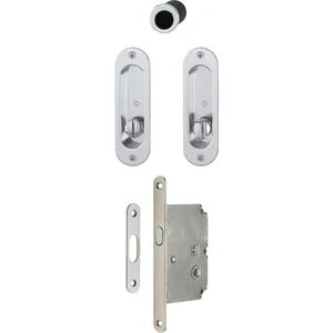 HOPPE Schiebetürmuschel Set 4930 - WC mit Schloss, oval, verchromt satiniert