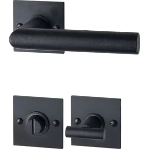 HALCÖ Drückergarnitur DAVOS - auf eckiger Rosette WC, TS-50, Schwarzstahl