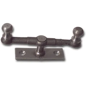 Doppelreiber mit Eisenknopf auf eckiger, gerader Platte, 15 mm, Stahl blank