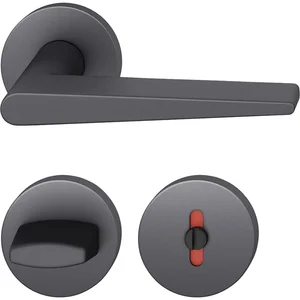 FSB Drückergarnitur 12 1005 ASL auf Rosette WC DIN, Aluminium schwarz matt