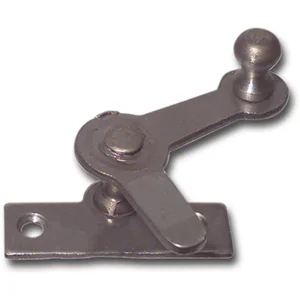 Zungenreiber mit Eisenknopf auf eckiger, austr. Platte, Stahl blank 15 mm rechts