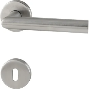 GRUNDMANN Drückergarnitur L-Form auf Rosette, BB, Edelstahl matt