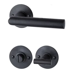 HALCÖ Drückergarnitur DAVOS - auf runder Rosette WC, TS-50, Schwarzstahl