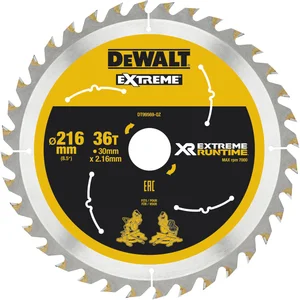 DEWALT Kreissägeblatt XR Extrem Runtime HM ø 216 x 2,16 x 30mm Zähne 36 (WZ/FZ)