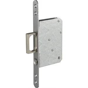 Schiebetürschloss mit Stirnziehgriff 117 x 75 x 15,5 mm, rund, Edelstahl