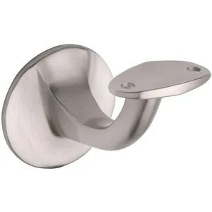 Handlaufträger mit gewölbter Auflage, Wandabstand 65mm, Messing vernickelt matt