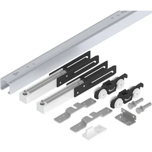 HELM 53 Beschlagset Wand Holz 50 kg Laufschiene L=1700 mm 2 Dämpfungen silber