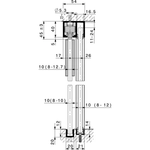 HAWA Junior 80/GP Laufschienenset Festverglasung L=4000 mm Alu silber eloxiert