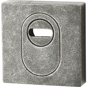 Sicherheitsrosette eckig - außen, PZ, mit KZS, verzinkt schwarz passiviert