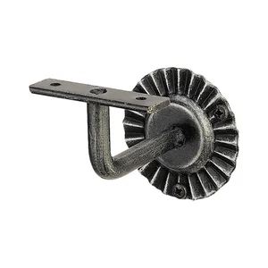 Handlaufträger mit Winkel, Wandabstand 90, schwarz lackiert, patiniert