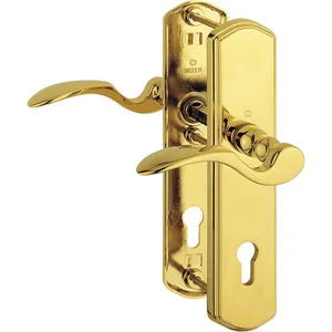 SH-Drückergarnitur MÜNCHEN - auf Schild PZ92, links, -80, ohne Kzs., Messing PVD