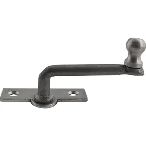 Fensterreiber m. Eisenknopf auf eckiger, austrag. Platte, 15 mm, Stahl blank