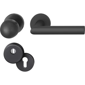 FSB Haustürwechselgarnitur 12 1076 mit Kernziehschutz, Aluminium schwarz matt