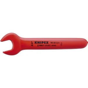 KNIPEX Einmaulschlüssel isoliert Zoll, SW 3/4", Maulstellung 15°, L=190,5 mm