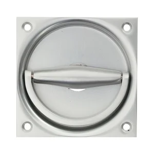 Klappringmuschelgriff KWS 5016, 90 x 90 mm, VK 8 mm, Lochteil, silber eloxiert