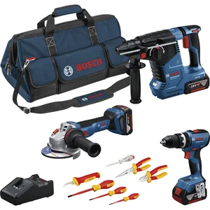 BOSCH Akku-Set GSB + GBH + GWS + Werkzeugset 18 Volt / 3 Stück 5Ah