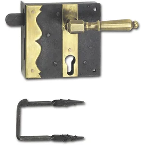 Rustikales Schlossset Newcastle BB,rechts,DM75,Eisen verzinkt geschwärzt/Messing