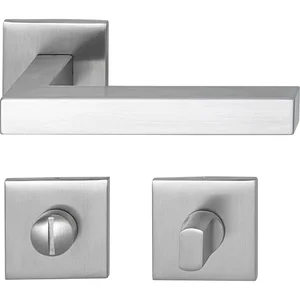 MARCHESI Drückergarnitur SQUARE auf Flachrosette WC, Edelstahl matt