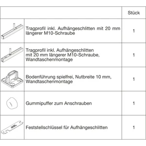 HAWA Junior 100/B-Pocket Grundbeschlagset Holz Tragschraube 20 mm länger