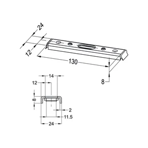 Schließblech für Türkantriegel oben, 130 x 24 x 8 mm,Stahl verzinkt silberfärbig