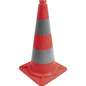 Leitkegel aus PVC 50 cm rot/weiß tagesleuchtend