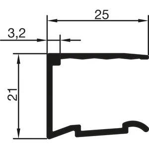 THYSSENKRUPP Syprotech Abschlussprofil U 16 mm light, L=2100 mm, Alu blank