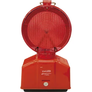LED-Baustellenleuchte rot/transparente Linse mit Blink- oder Dauerlicht