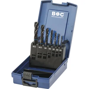 BOHRCRAFT Maschinengewindebohrer-Satz M3-M12 HSS-E Blauring 35º RSP 7-teilig