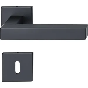 MARCHESI Drückergarnitur SQUARE auf Flachrosette BB, Edelstahl schwarz matt