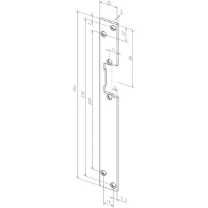 Flachschließblech HZ offen ohne Riegelausschnitt , 25x250x3, 01140-01,verzinkt