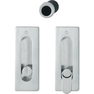 HOPPE Schiebetürmuschel Set M464 - WC,eckige Rosette,Messing verchromt satiniert