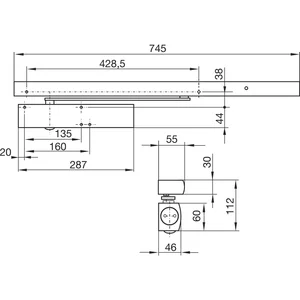 GEZE Türschließer TS 5000 R, EN 2-6, 1-flg. Gleitschiene, silber